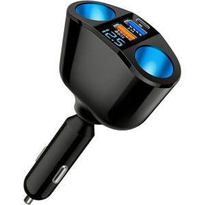 120W Car Cigarette Lighter Adapter, Dual Usb Car Charger PD30W + QC3.0 + 2.4A, 360° Rotation Multi-Socket Splitter with LED,Fast Charge for Phone Tablet Vehicle GPS Dashcam, Accessories